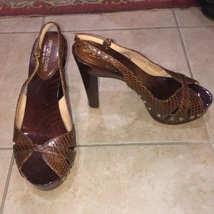 Sergio Rossi wooden sling back heels